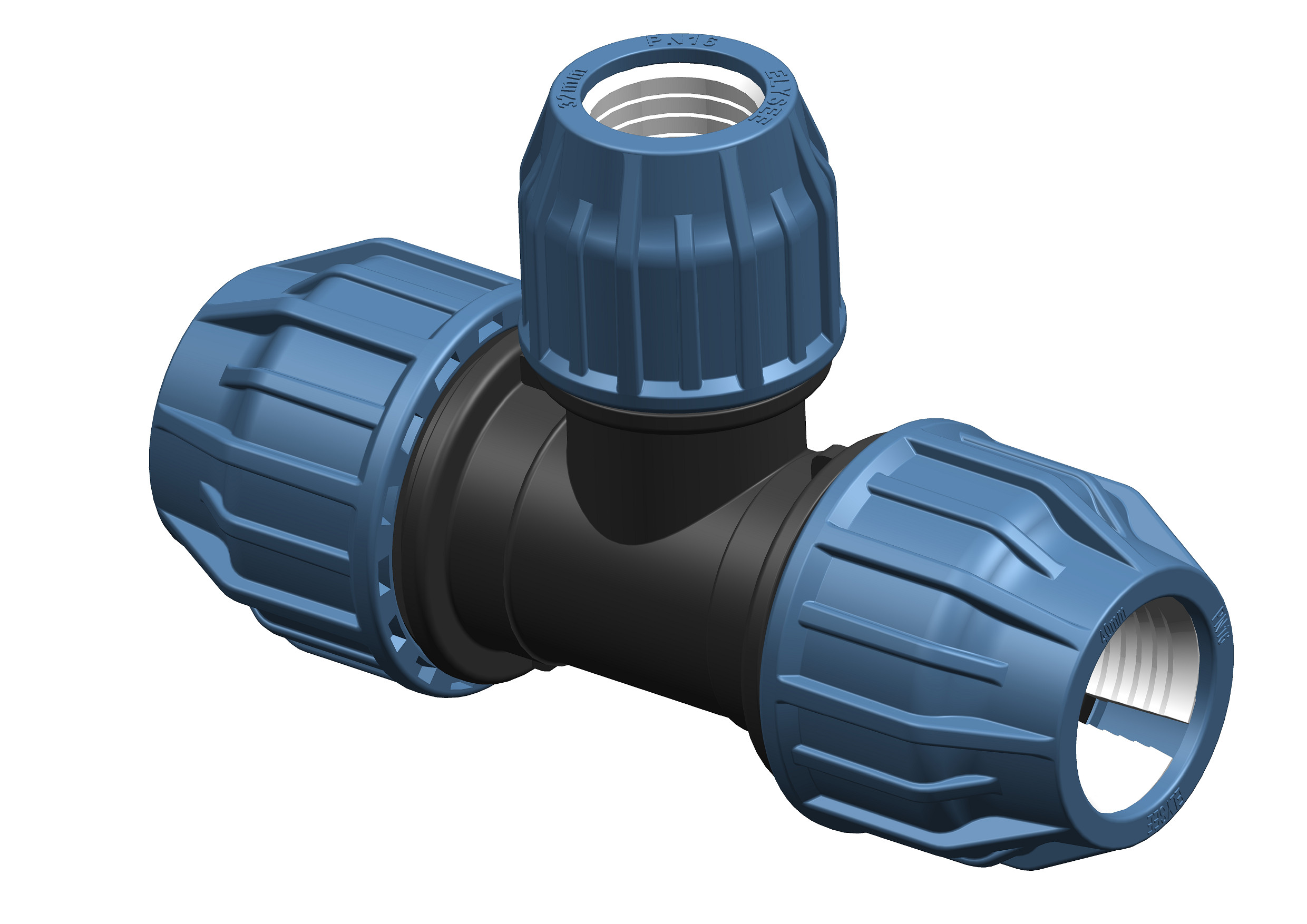 (Bild für) 32 x 25 x 32 mm PE-Rohr reduzierte T-Verschraubung